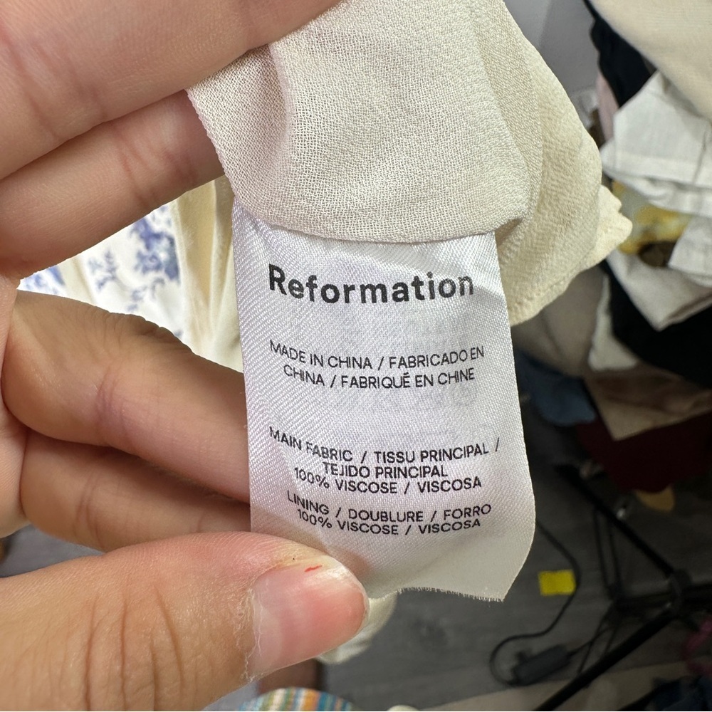 Reformation Blue and White Floral Jayde Dress sz 10 - Picture 8 of 9